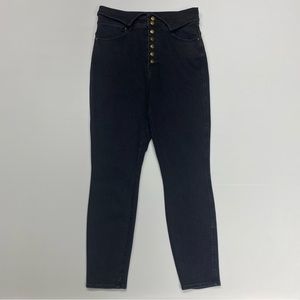 Mother The Swooner Exposed Snap Ankle Black USA Made Denim Jeans Sz 32